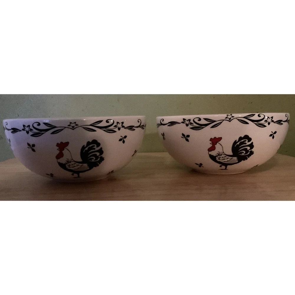 Set Of‎ 2 Rooster Bowl By Kitchen Creations 2008